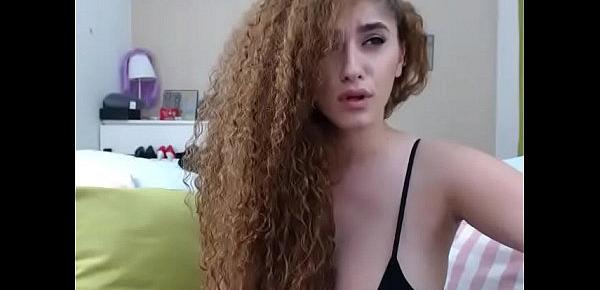  Beautiful girl with curvy hair played titsjob live show